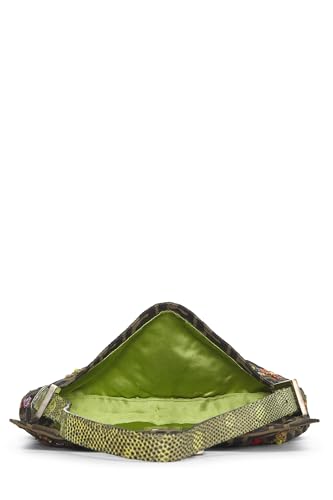 Fendi,  Brown Zucca Canvas Embellished Baguette, Green