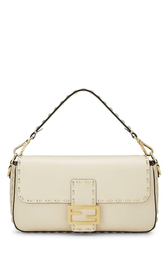 Fendi,  Beige Selleria Convertible Baguette Medium, Beige