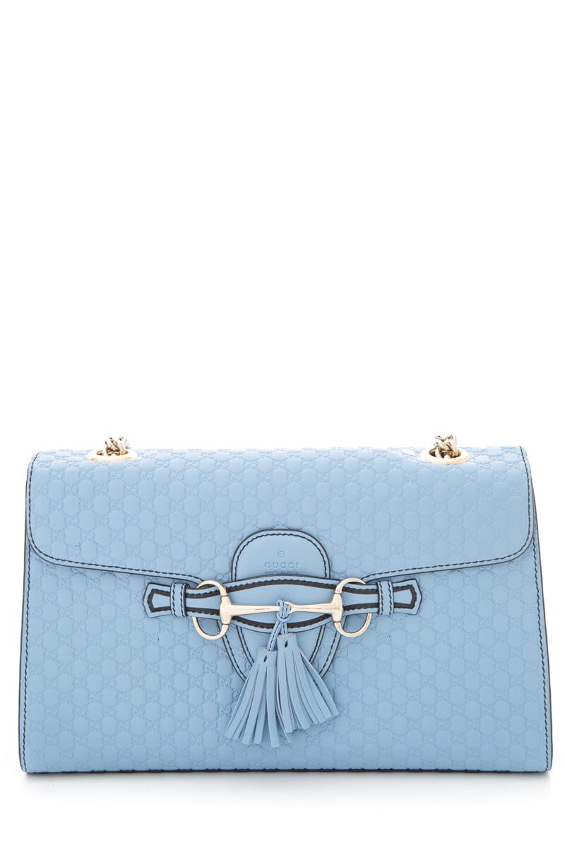 Gucci Blue Emily Chain Flap Bag Microguccissima Leather Handbag