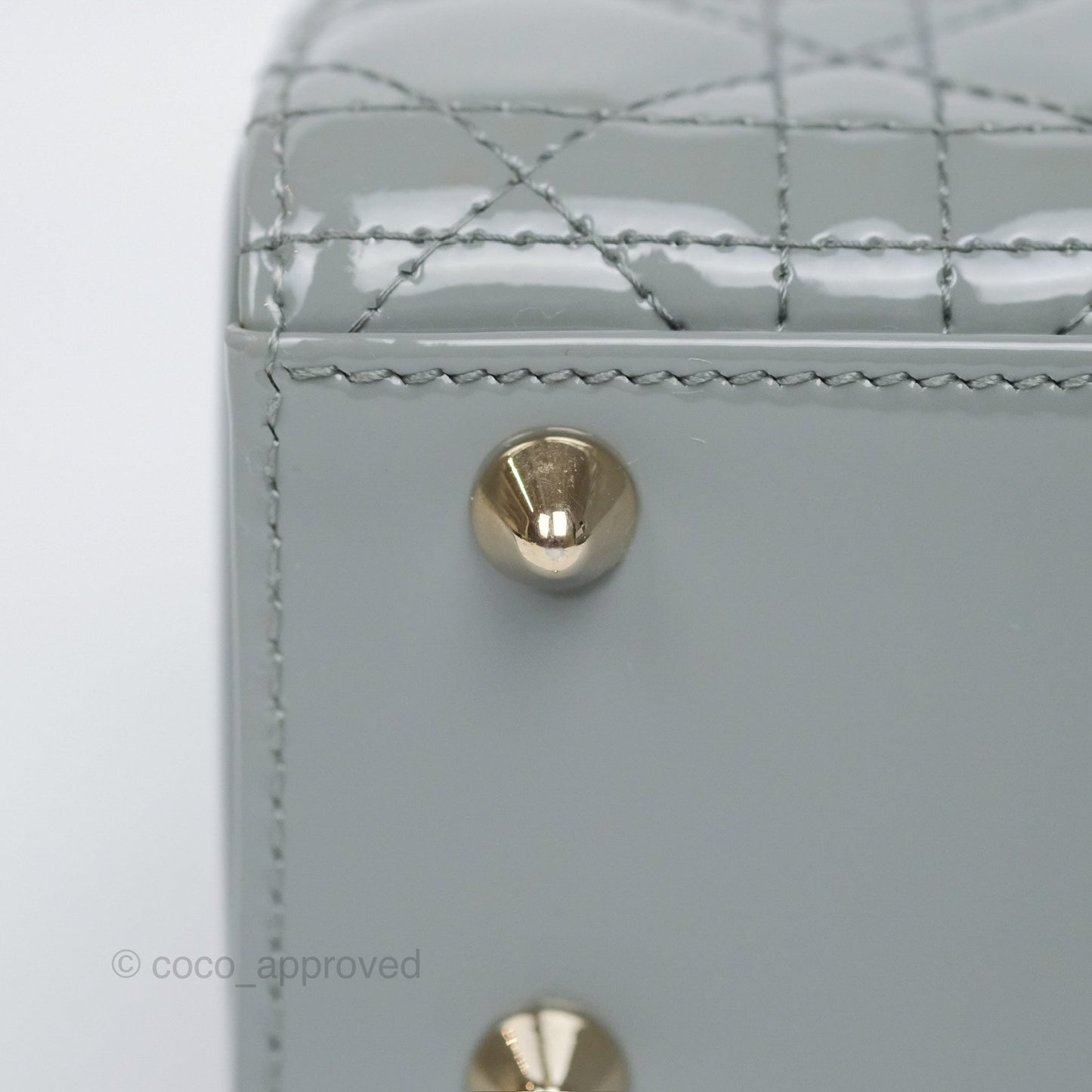 Christian Dior Lady Dior Grey Patent Gold Hardware