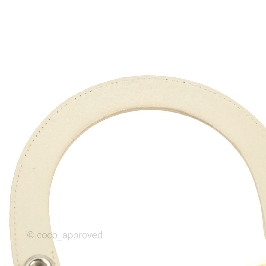 Christian Dior Lady Dior White Studded Light Beige Silver Hardware