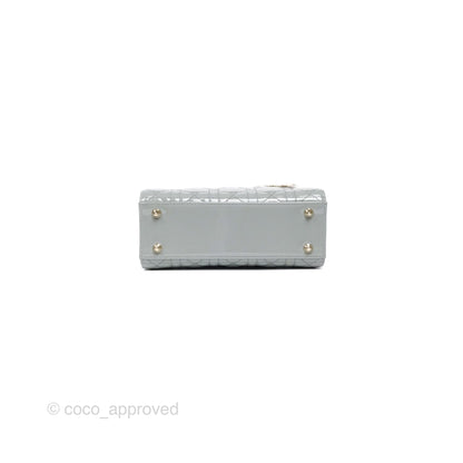 Christian Dior Lady Dior Grey Patent Gold Hardware