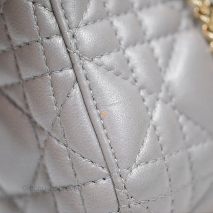 Christian Dior Lambskin Cannage Mini Lady Dior Iridescent Grey Gold Hardware