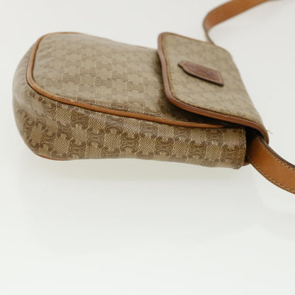 Celine Macadam Canvas Shoulder Bag PVC Leather Beige  35355