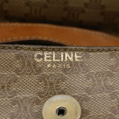 Celine Macadam Canvas Shoulder Bag PVC Leather Beige  35355