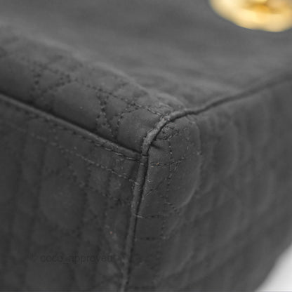 Christian Dior Vintage Medium Cannage Fabric Black Lady Dior Gold Hardware