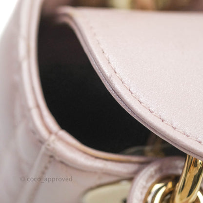 Christian Dior Calfskin Cannage Mini Lady Dior Light Pink