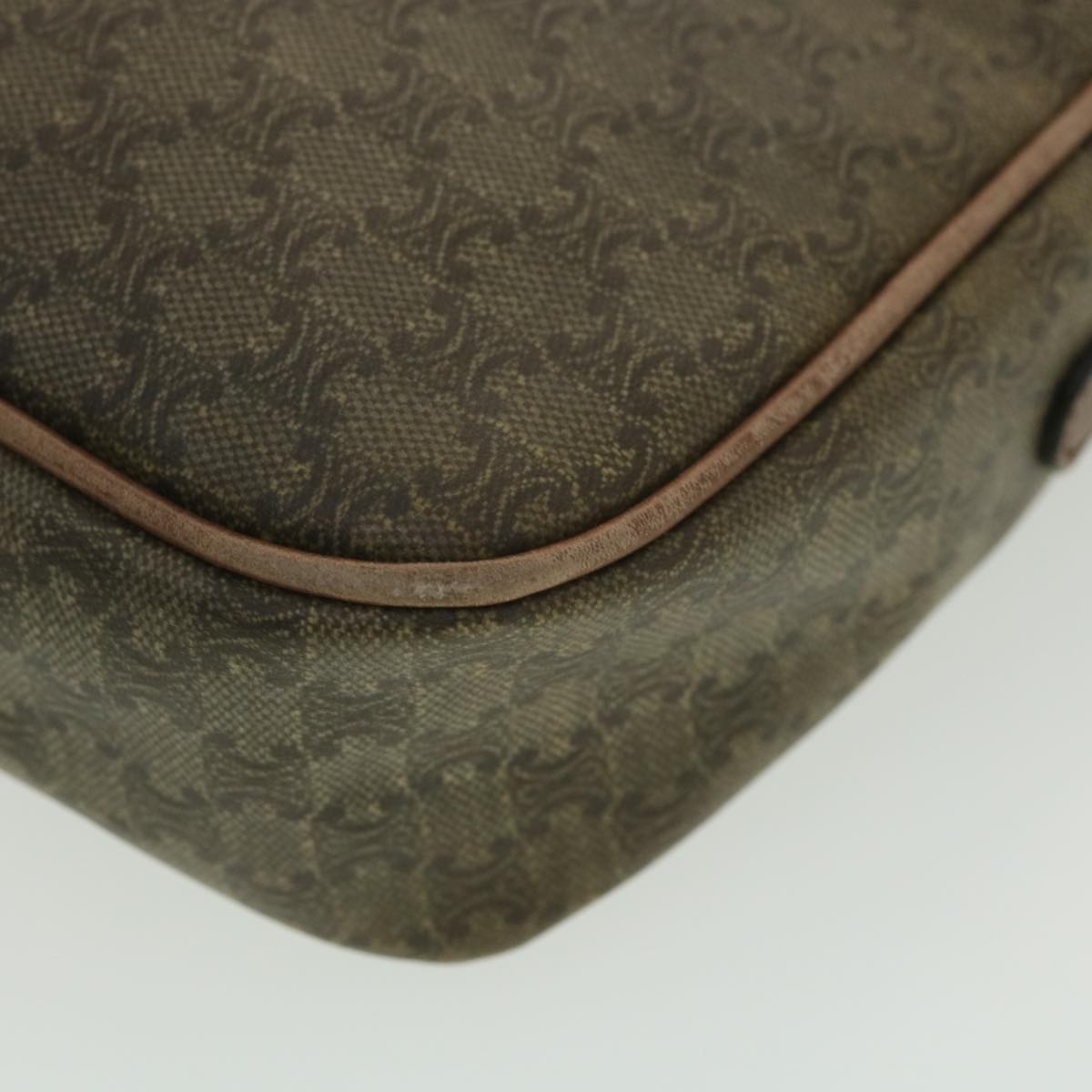 Celine Macadam Canvas Shoulder Bag PVC Leather Beige  37414