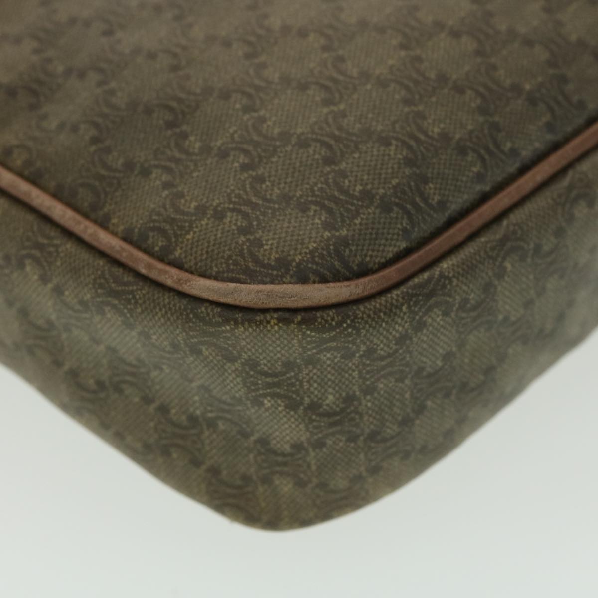 Celine Macadam Canvas Shoulder Bag PVC Leather Beige  37414