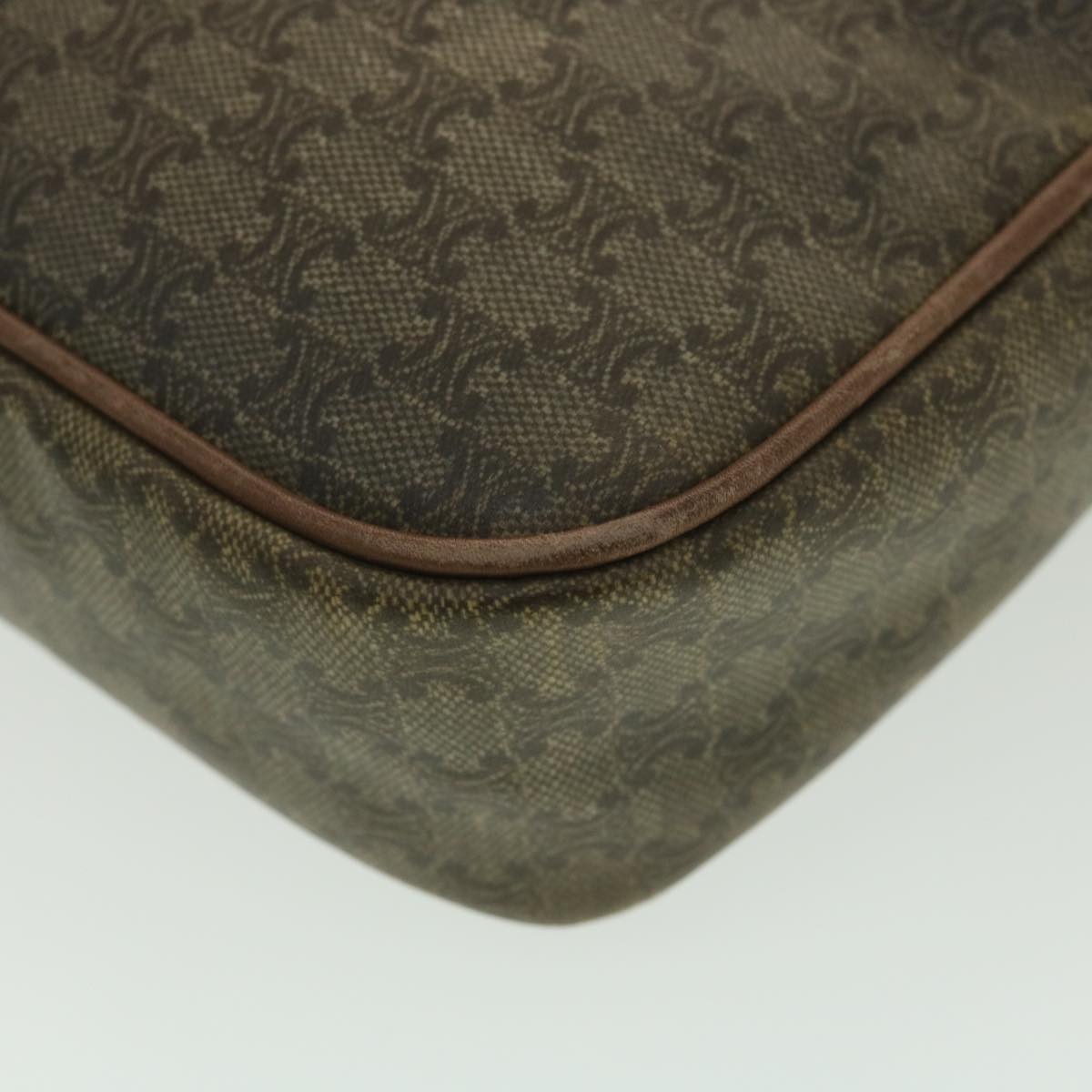 Celine Macadam Canvas Shoulder Bag PVC Leather Beige  37414