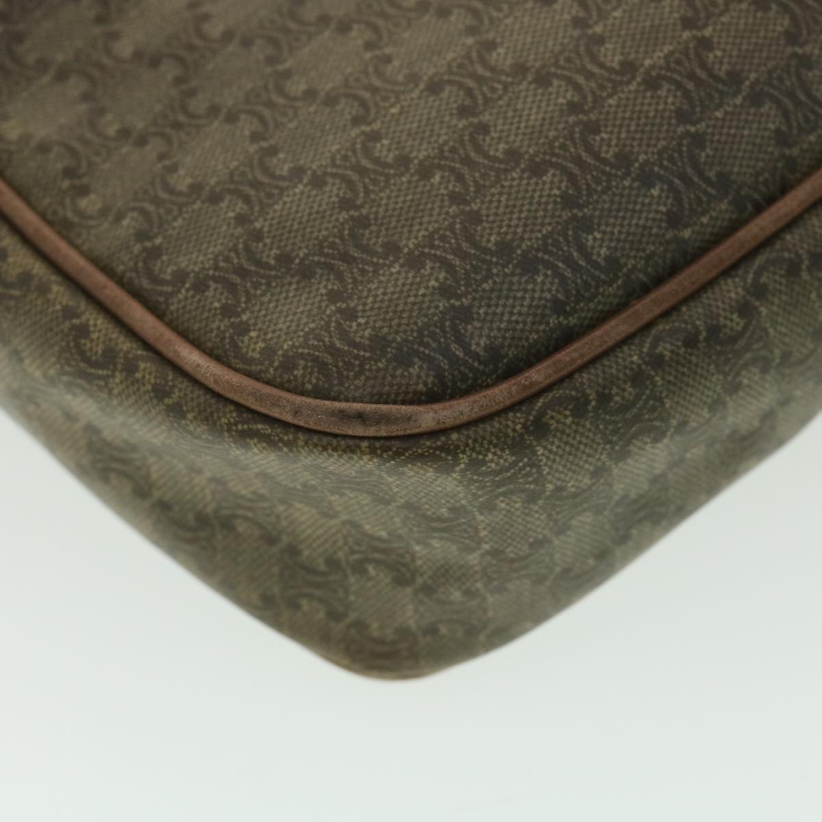 Celine Macadam Canvas Shoulder Bag PVC Leather Beige  37414