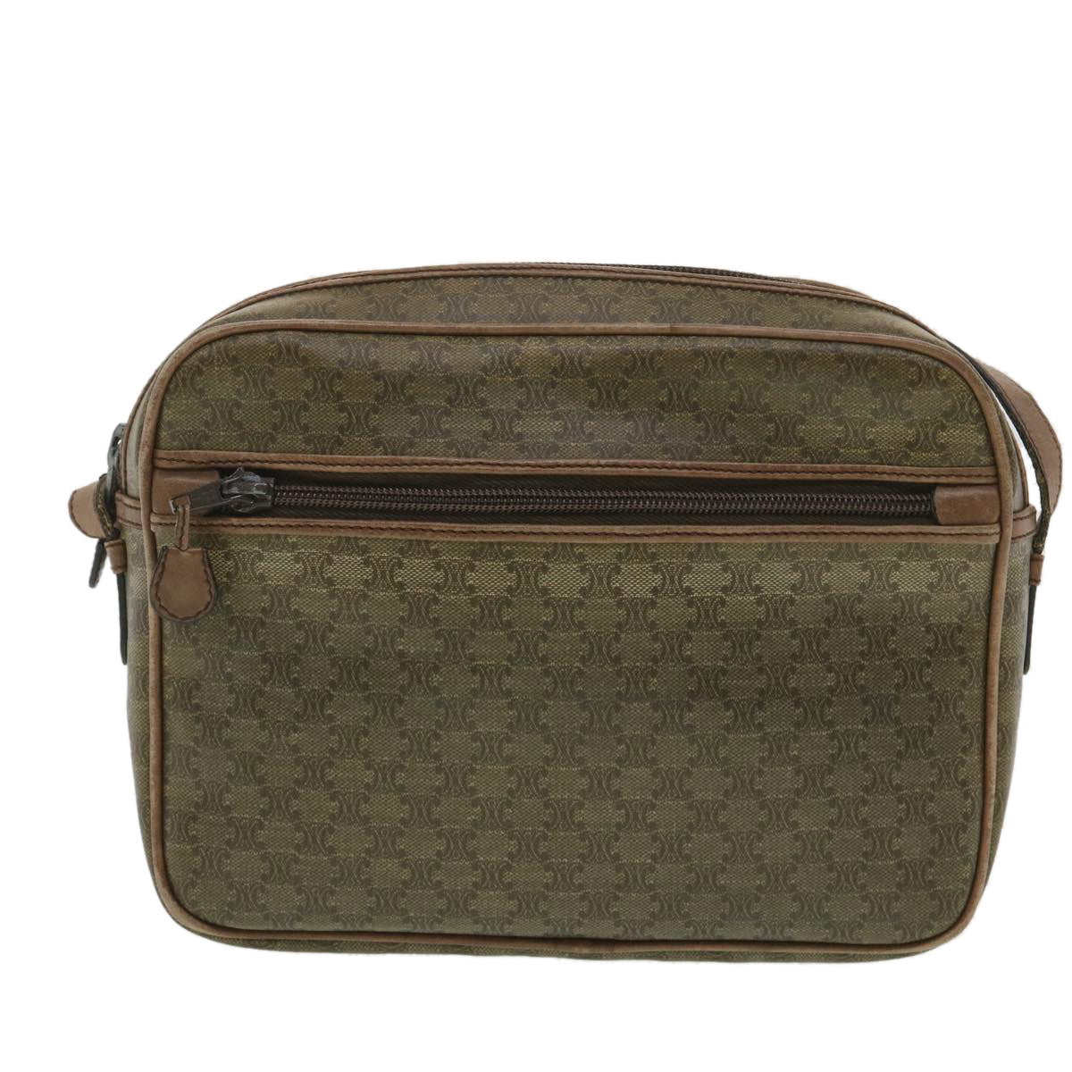 Celine Macadam Canvas Shoulder Bag PVC Leather Beige  37414