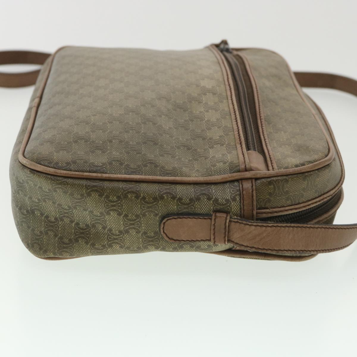 Celine Macadam Canvas Shoulder Bag PVC Leather Beige  37414