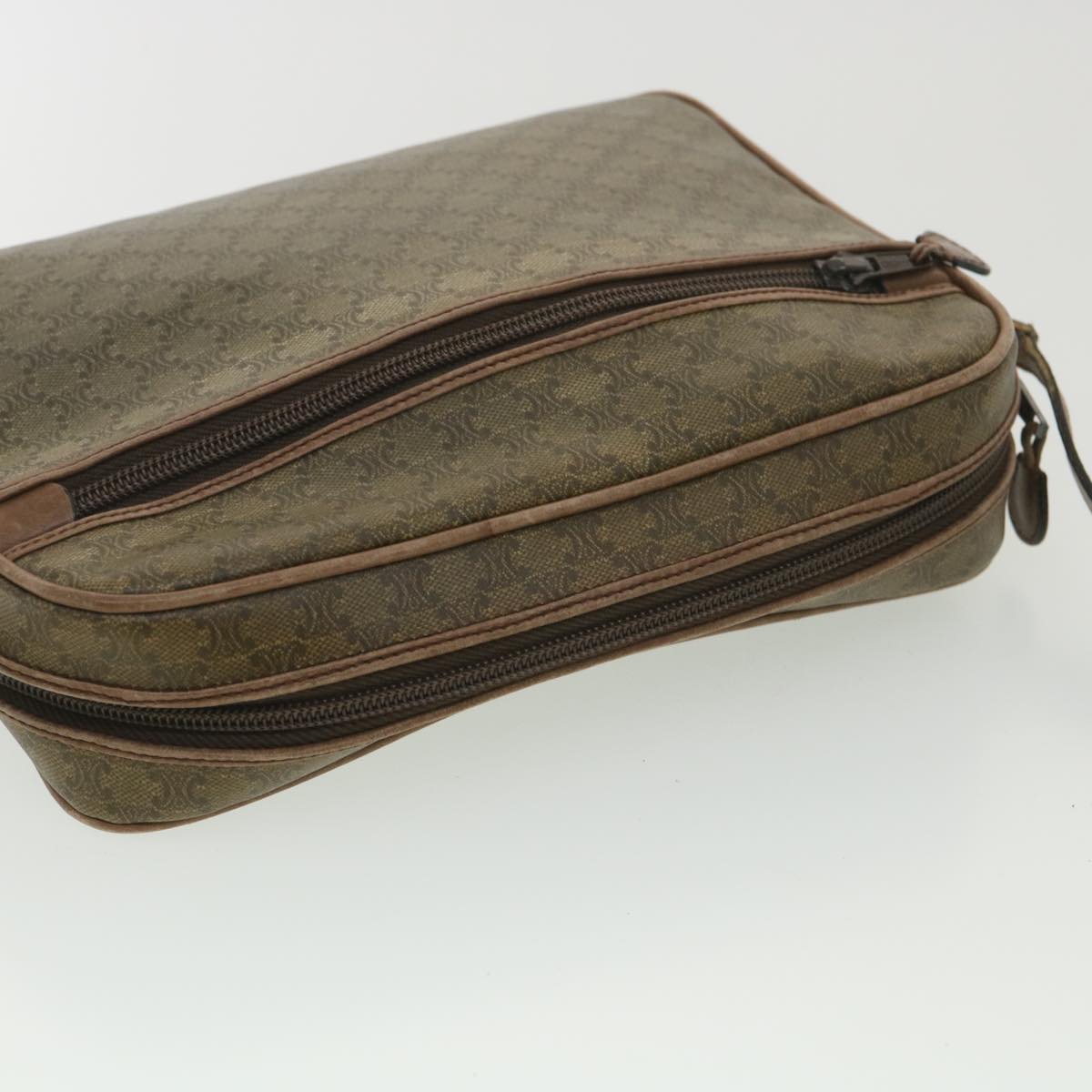 Celine Macadam Canvas Shoulder Bag PVC Leather Beige  37414