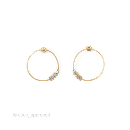 Dior Crystals Circle Earrings Antique Gold Tone