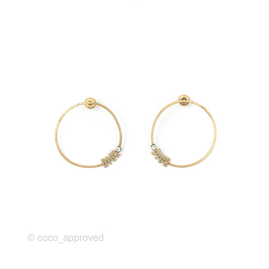 Dior Crystals Circle Earrings Antique Gold Tone