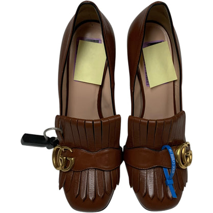 Shoes Luxury Designer By Gucci In Brown, Size: 8