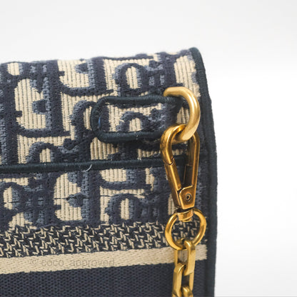Christian Dior Navy Oblique Slim Saddle Pouch