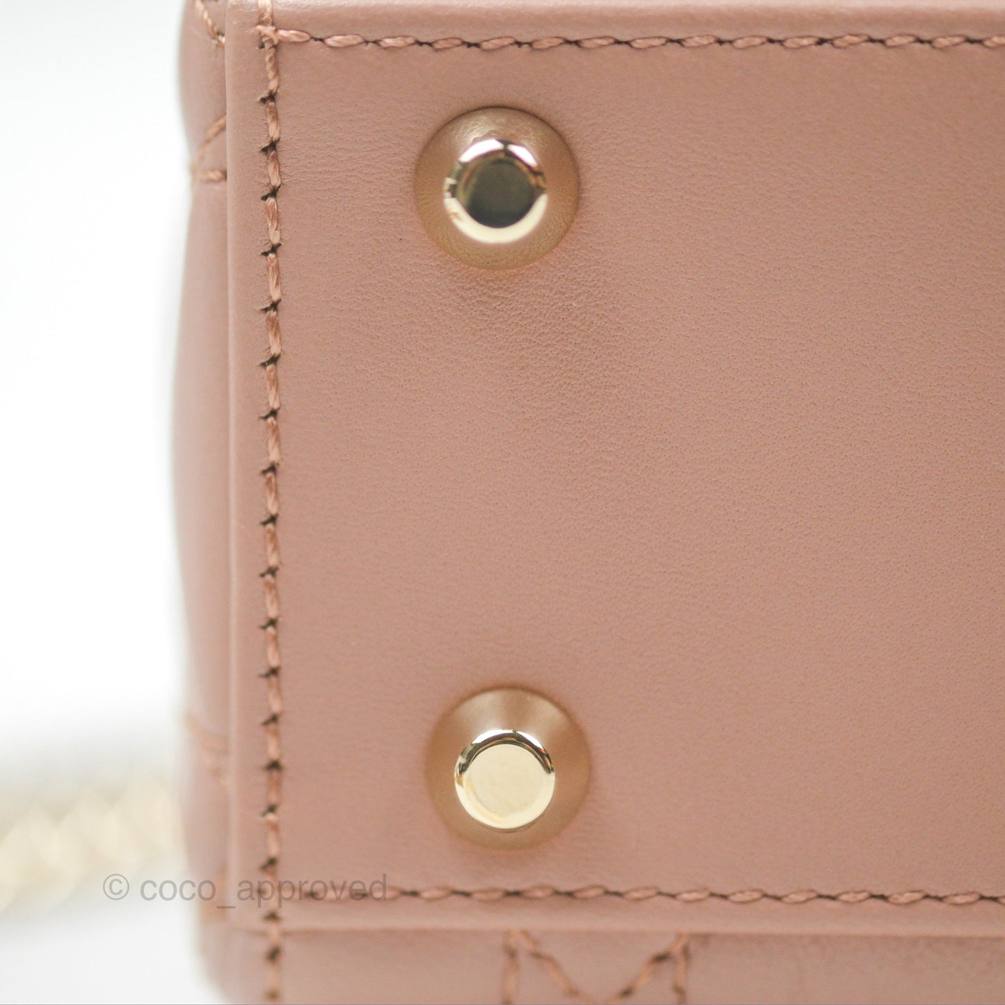 Christian Dior Mini Lady Dior Blush Cannage Lambskin Gold Hardware