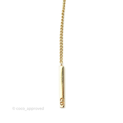 Christian Dior CD Pearl Long Drop Earrings Gold Tone