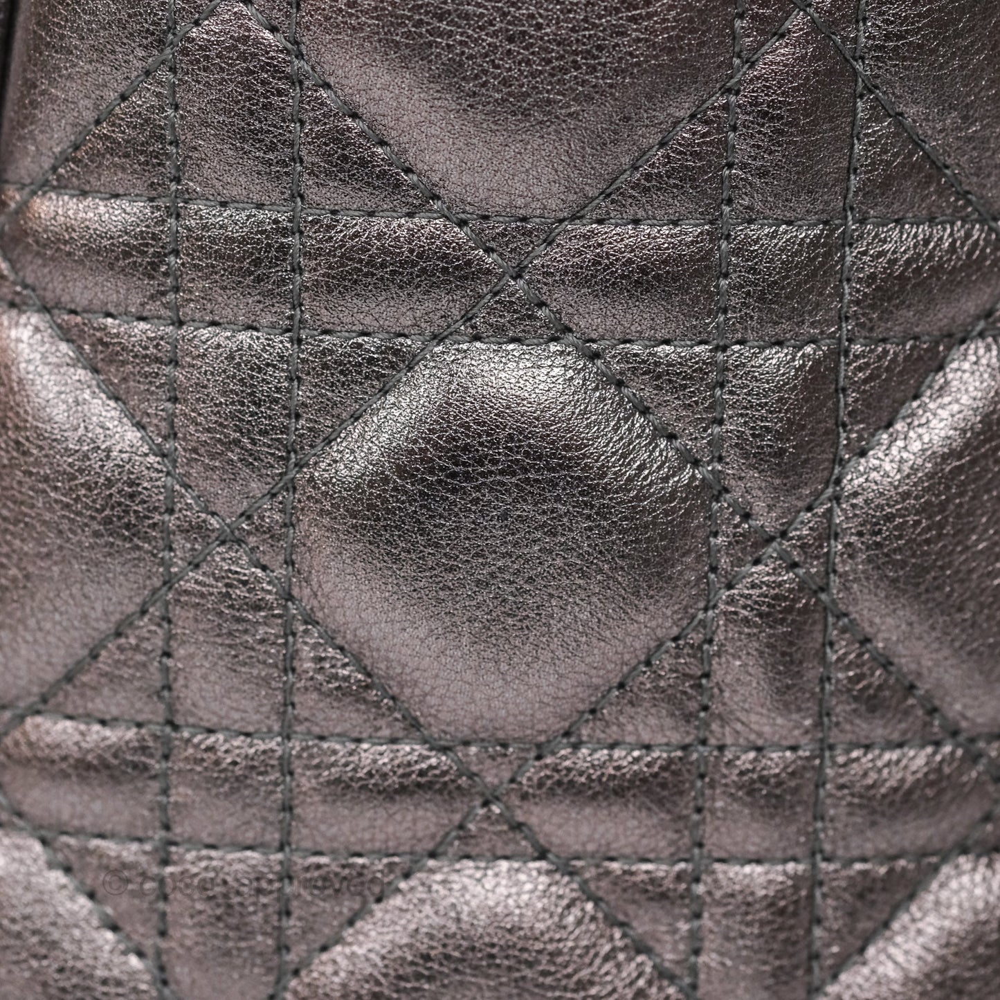 Christian Dior Medium Lady Dior Metallic Dark Grey Lambskin Gold Hardware