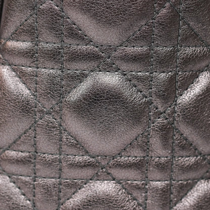 Christian Dior Medium Lady Dior Metallic Dark Grey Lambskin Gold Hardware