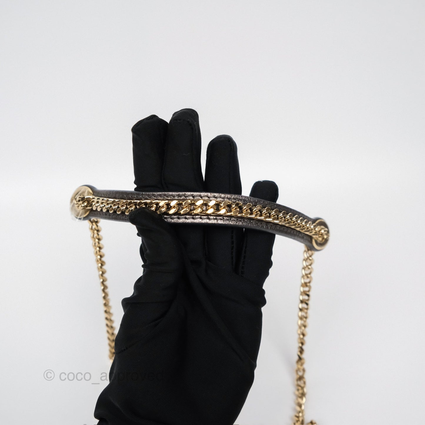 Christian Dior Mini Lady Dior Metallic Dark Grey Lambskin Cannage Gold Hardware