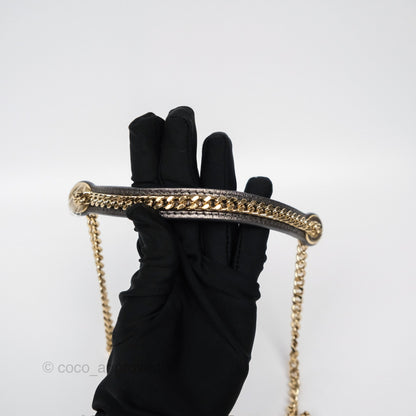 Christian Dior Mini Lady Dior Metallic Dark Grey Lambskin Cannage Gold Hardware