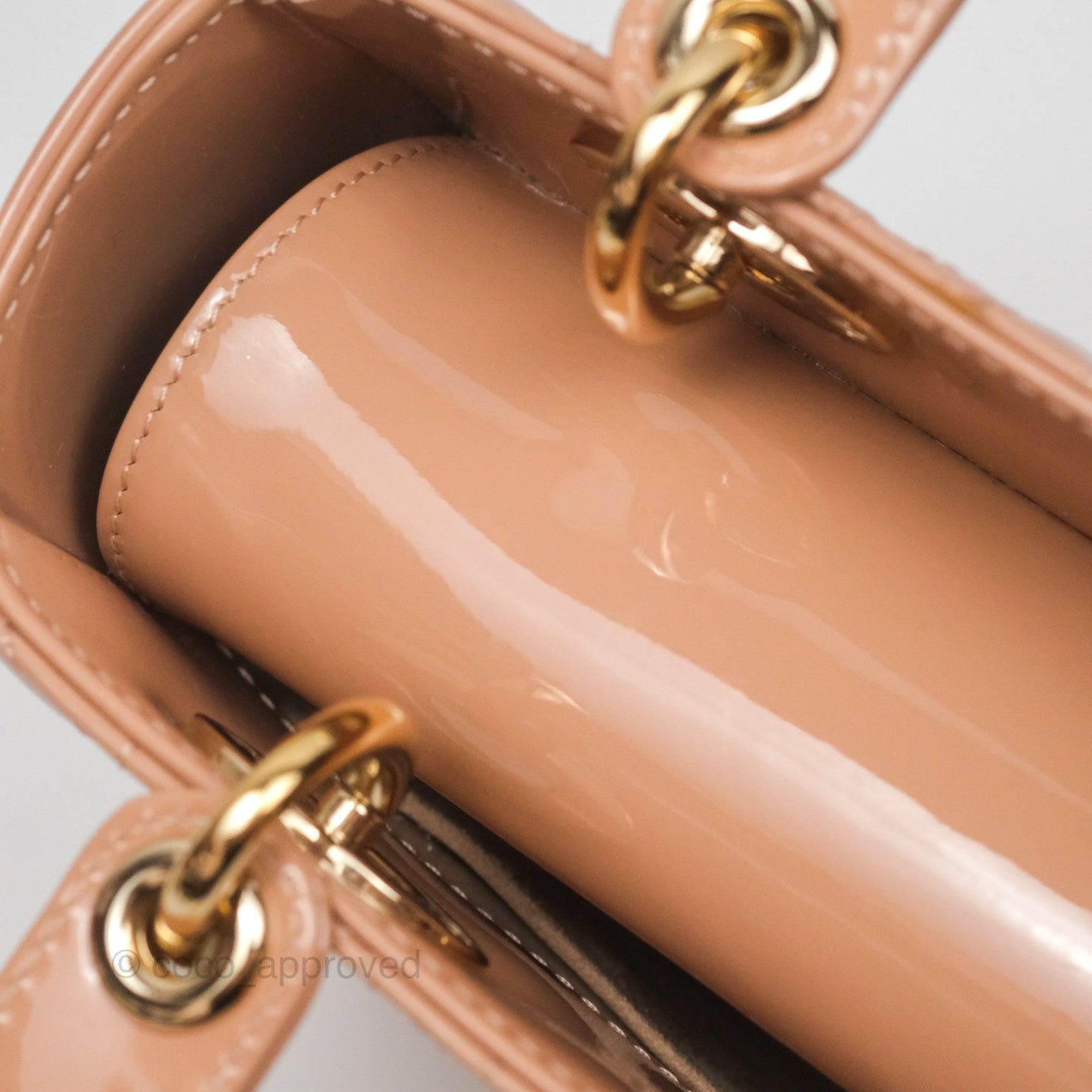 Christian Dior Small Lady Dior My ABCDior Beige Patent Gold Hardware