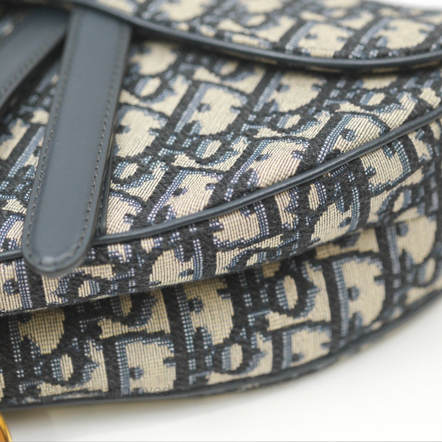 Christian Dior Saddle Bag Navy Dior Oblique Embroidery Gold Hardware
