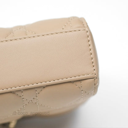 Dior Small Lady D-Joy Bag Beige Lambskin Cannage Gold Hardware