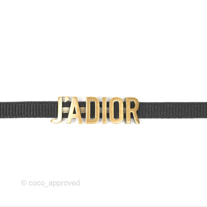 Dior J'adior Ribbon Choker Necklace Black Aged Gold Tone