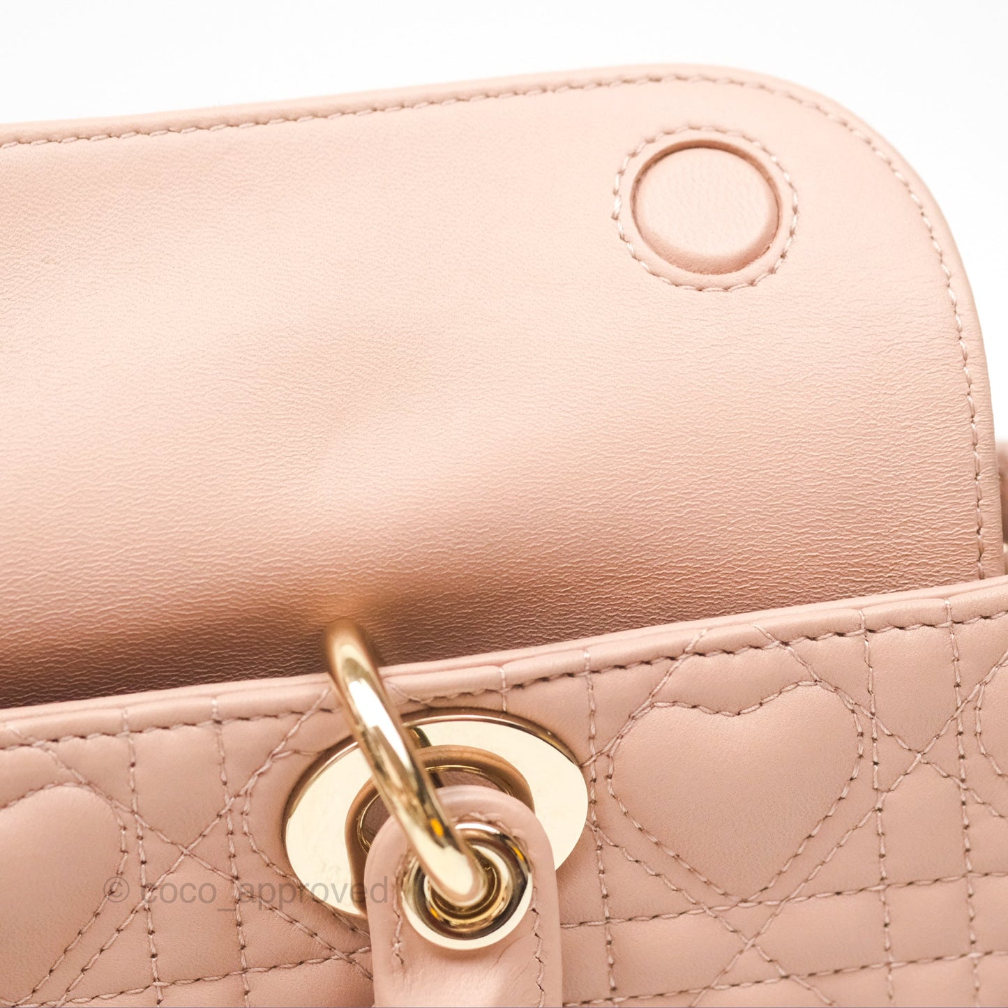 Christian Dior Medium Lady D-Joy Nude Pink Lambskin Heart Quilted
