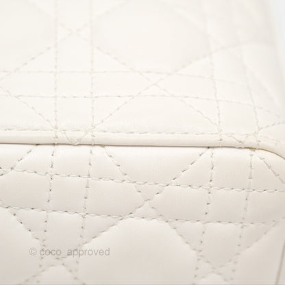 Christian Dior Cannage Mini Lady Dior White Gold Hardware