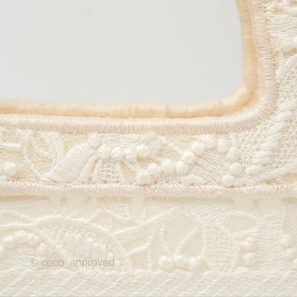 Dior Mini Book Tote Natural Macramé-Effect Embroidery