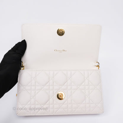 Dior Caro Pouch With Chain Latte Supple Cannage Calfskin