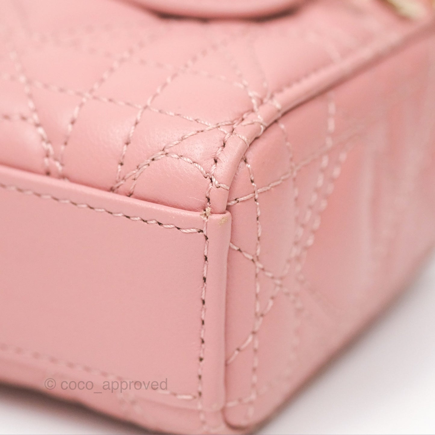 Christian Dior Lady D-Joy Micro Bag Antique Pink Lambskin Heart Quilted