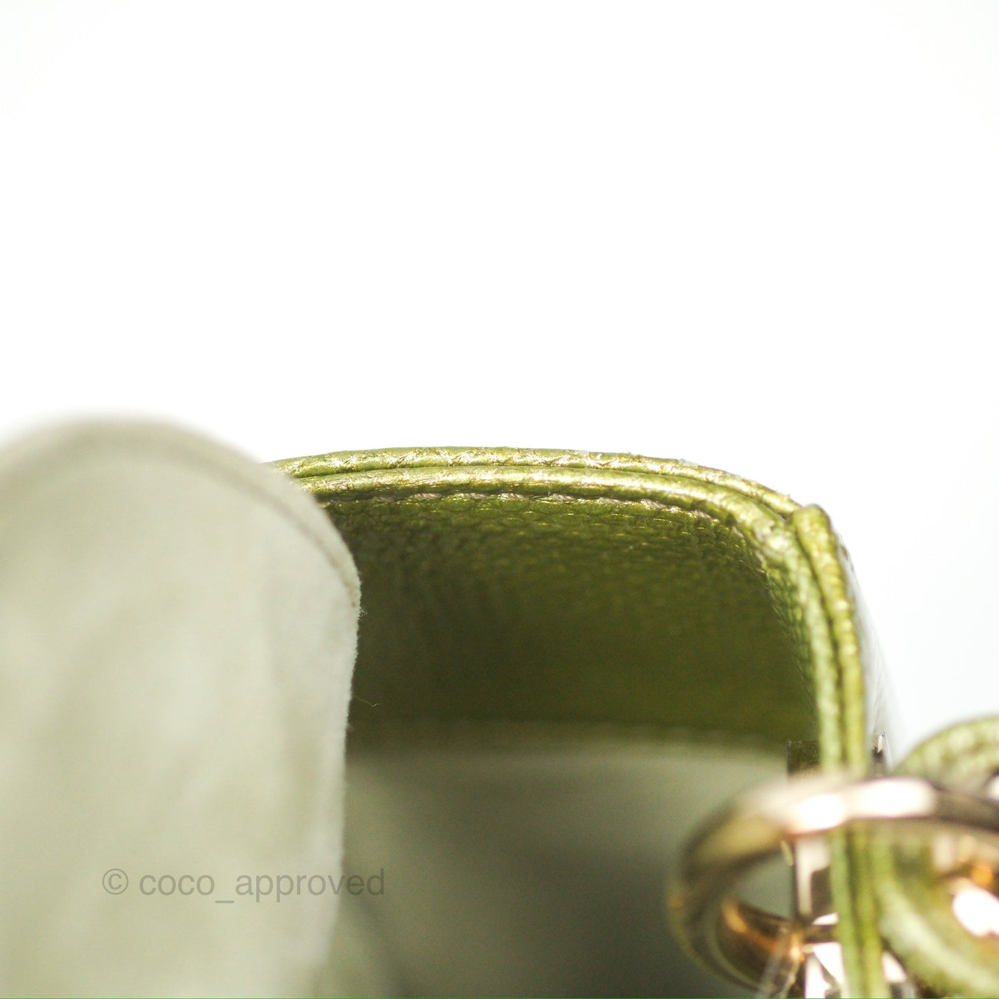 Dior Mini Lady Dior Green Metallic Lizard Gold Hardware