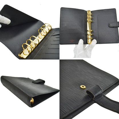 Louis Vuitton Black Leather Agenda cover wallet accessories