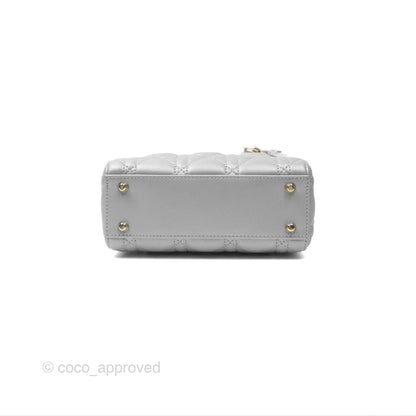 Christian Dior Mini Lady Dior Opaline Gray Pearlescent Cannage Lambskin
