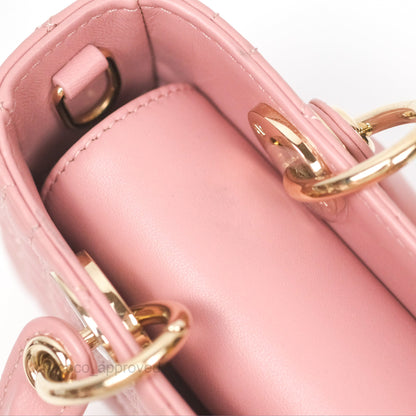 Christian Dior Lady D-Joy Micro Bag Antique Pink Lambskin Heart Quilted