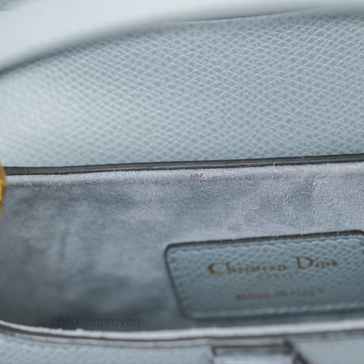 Christian Dior Mini Saddle Bag Cloud Blue Grained Calfskin Gold Hardware