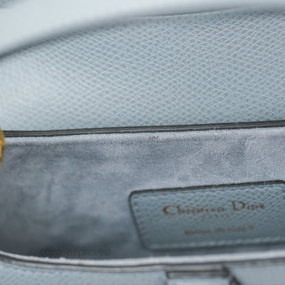 Christian Dior Mini Saddle Bag Cloud Blue Grained Calfskin Gold Hardware