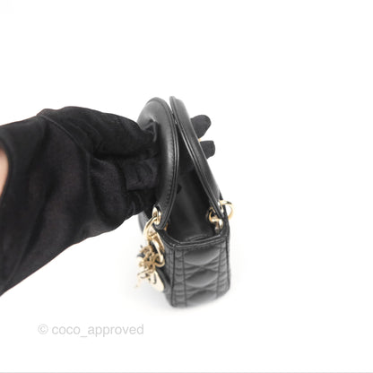 Christian Dior Micro Lady Dior Black Lambskin Gold Hardware