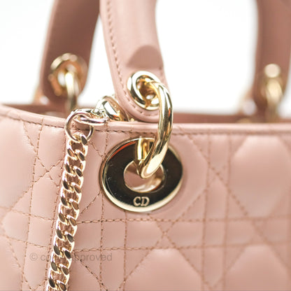 Christian Dior Mini Lady Dior Blush Cannage Lambskin Gold Hardware