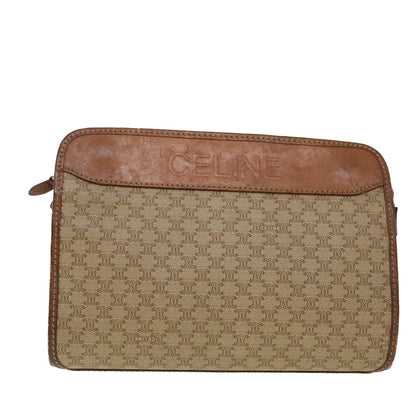 Celine Macadam Canvas Clutch Bag PVC Leather Beige  45077