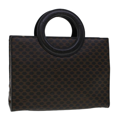 Celine Macadam Canvas Hand Bag PVC Leather Black  45906