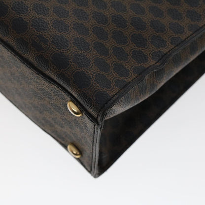 Celine Macadam Canvas Hand Bag PVC Leather Black  45906