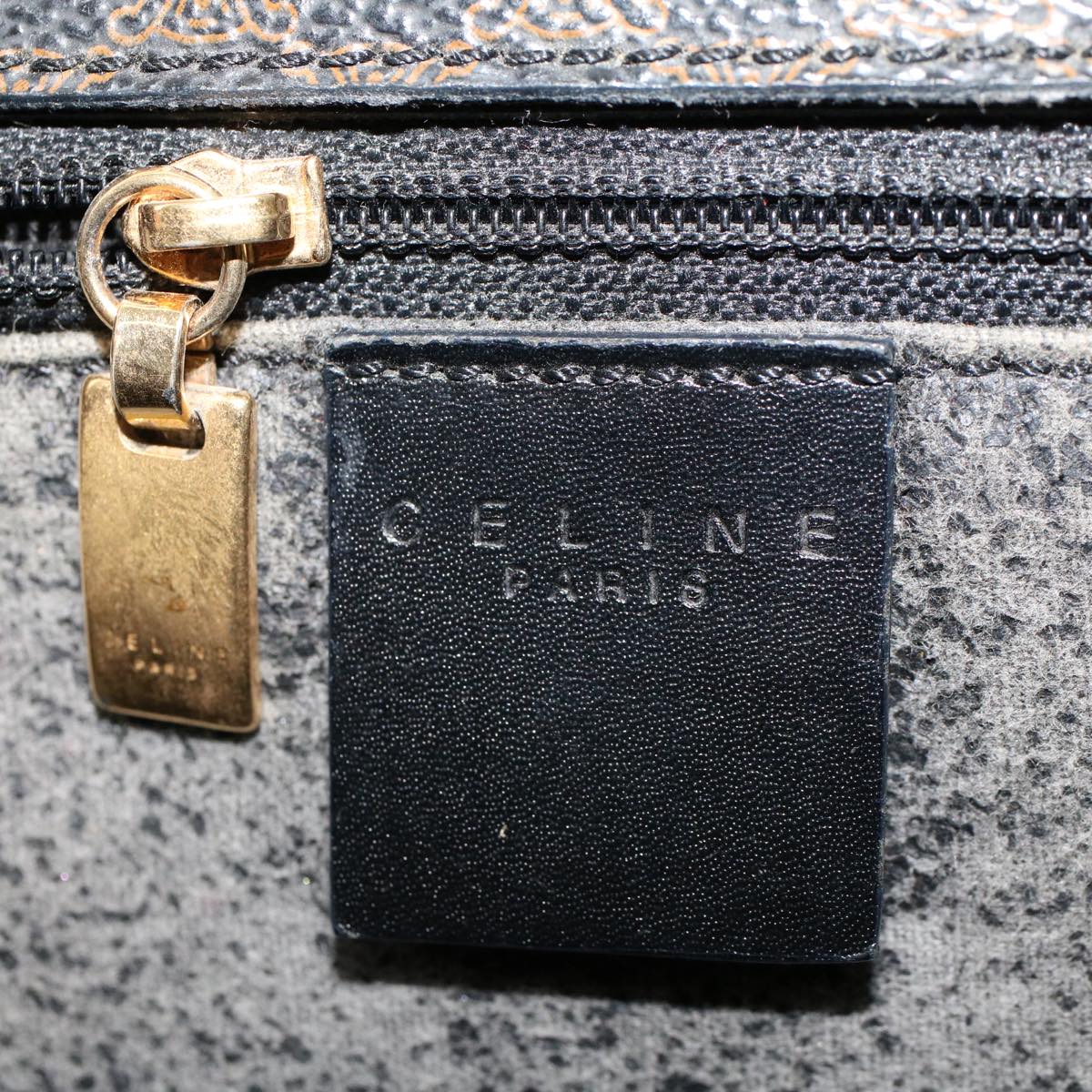 Celine Macadam Canvas Hand Bag PVC Leather Black  45906