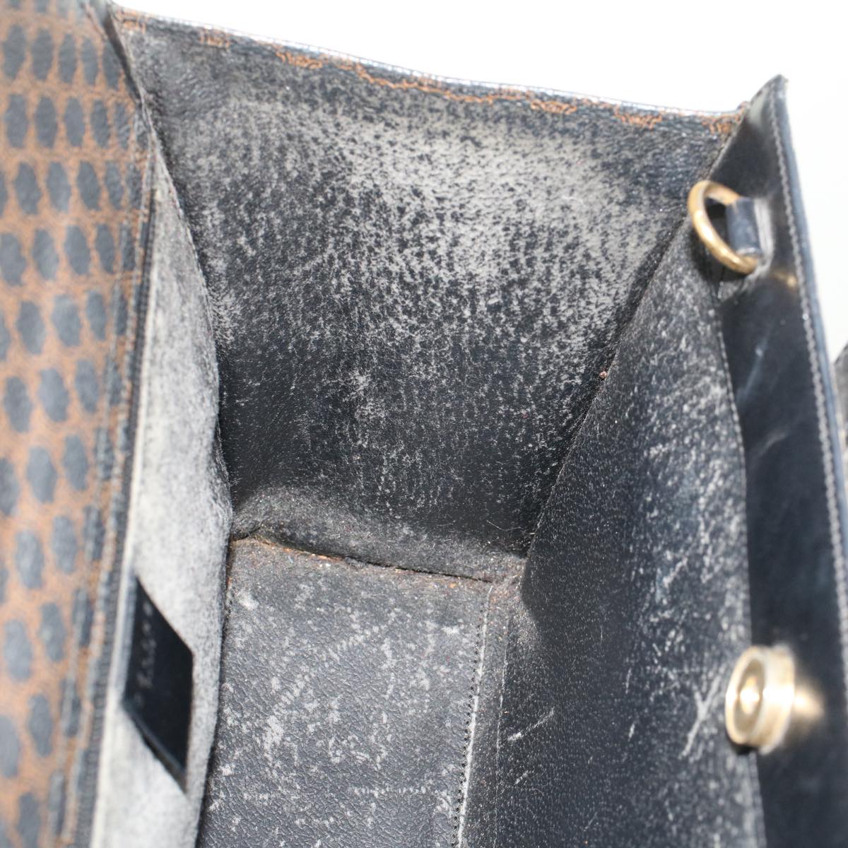 Celine Macadam Canvas Hand Bag PVC Leather Black  45906